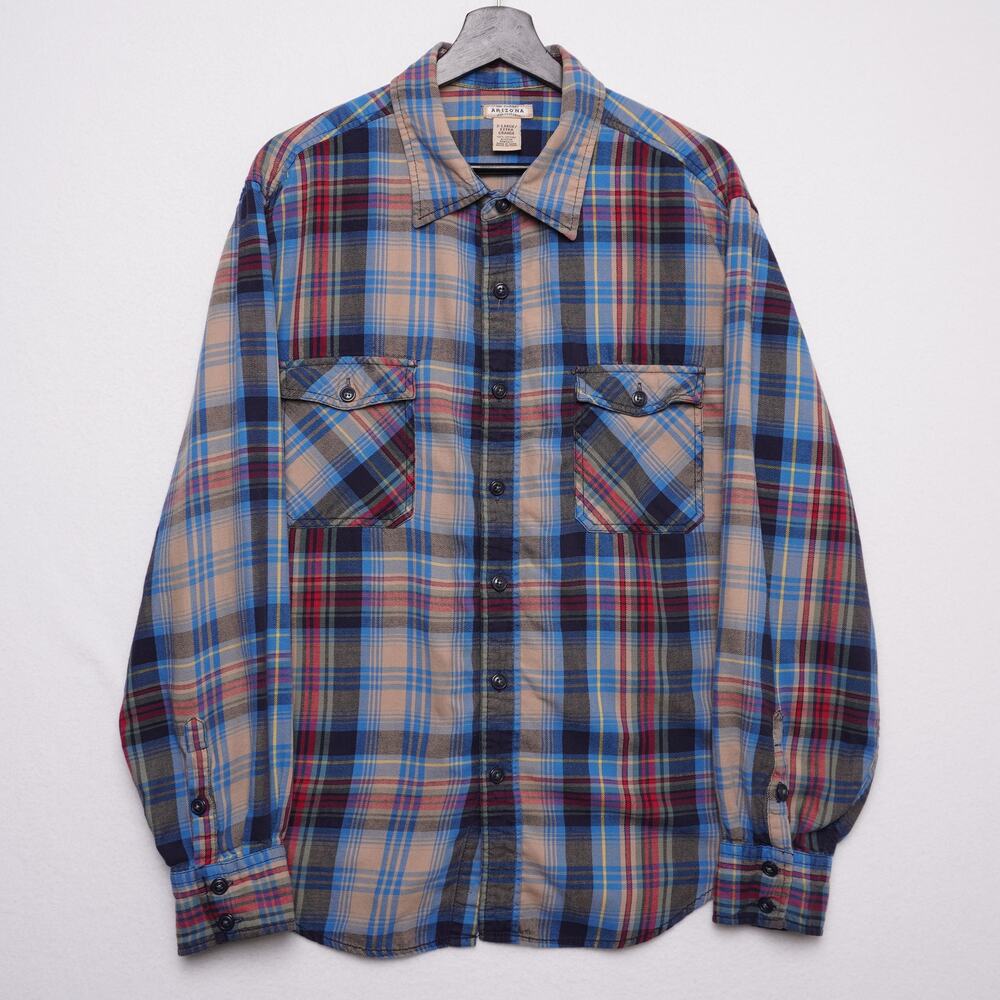 Arizona Jean Co. Men’s Plaid Flannel Button Up‎ Shirt Vintage Grunge